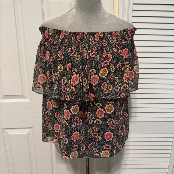 Rebecca Minkoff Ghiradelle Floral Off Shoulder Tiered Top - Picture 5 of 14